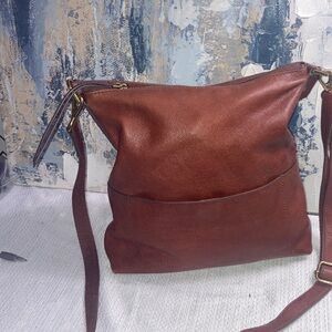 Genuine Fossil  Amelia Brandy Colored Leather  HOBO 2 way bag Crossbody Bag